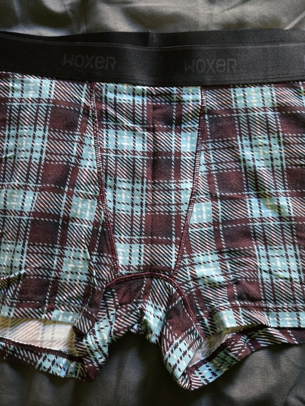 Woxer Cranberry Ice Plaid Star Boyshort New XL